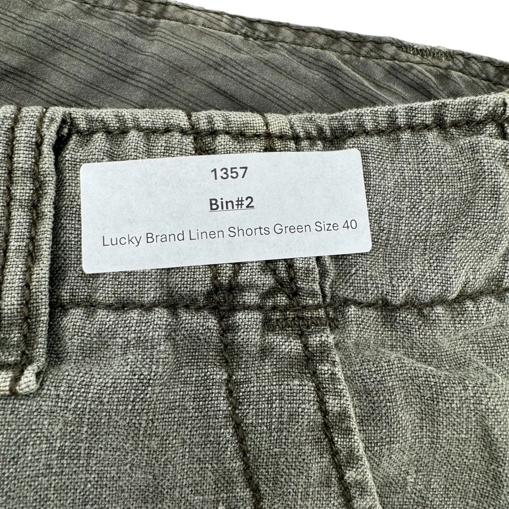 Lucky Brand Linen Shorts‎ Mens 40 Green Good Regulation Issue Gear 100% Linen